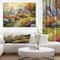 Designart - Sunset Stone Country Cottage - Floral Painting Print on Wrapped Canvas